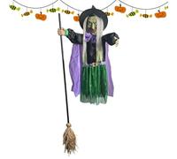 Générique Flying Witch, Halloween Prop, Hovering, Scary Figure, Hanging Broomstick Decoration, 70.87 inches Size Witch Doll, Single Piece, Ideal, Yard, Porch, Patio, Indoor, and Outdoor Display
