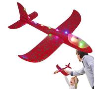 Générique Foam Glider Plane - 48cm LED Light Up Throwing Airplane Toy | 2 Mode Glider Aircraft for Kids | Outdoor Flying Toys, Birthday Party Favors for Boys Girls Ages 3-12, Durable Foam, Glow in Da
