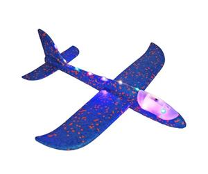 Générique Foam Glider Plane - 48cm LED Light Up Throwing Airplane Toy | 2 Mode Glider Aircraft for Kids | Outdoor Flying Toys, Birthday Party Favors for Boys Girls Ages 3-12, Durable Foam, Glow in Da