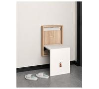 Générique Fold Down Wall Seat, Wall Mounted Shoe Changing Bench, Slim 8.5 cm Pull Down Seat with Wood Look Frame, for Hallway, Closet, Doorway, Mudroom(Milk-A)