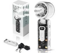 Générique Foldable 3 in 1 Mini Turbo Fan, Handheld with Instant Cooling Plate & LED Light, 13000rpm High Speed Folding Refrigeration, 100-Speed Adjustable for Travel, Office, Home