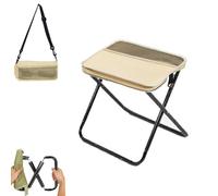 Générique Foldable Backpack Stool,Portable Pocket Chair with Crossbody Carry,Converts to Bag with Mesh Storage,Oxford Fabric High-Carbon Steel,for Camping Fishing Hiking Travel Picnic (Khaki)