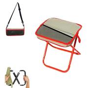Générique Foldable Backpack Stool,Portable Pocket Chair with Crossbody Carry,Converts to Bag with Mesh Storage,Oxford Fabric High-Carbon Steel,for Camping Fishing Hiking Travel Picnic (Red)