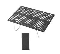 Générique Foldable Camp Table - Portable for Outdoor Cooking | Metal Frame with Hollow Top Design, Weather Resistant Build, Stable Support Folding Table for Hiking Fishing Beach Travel
