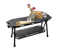 Générique Foldable Camping Table, Portable Aluminum Alloy Storage Rack, Lightweight Camp Shelf, Easy Assembly Cook Station for Outdoor Adventures, Picnics, and Travel