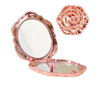 Générique Foldable Flower Mirror, Double-Sided Looking Glass, 6x6 inches Magnification Compact with Frame, Mini Cosmetic Mirror with Stylish Design, Beauty Accessory for Women Vanity and Pocket Use