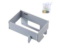 Générique Foldable Hanging Trash Bag Holder, No Drill Adhesive/Wall Mounted Garbage Rack, Space Saving Collapsible Waste Bin for Kitchen Cabinets Doors Cupboards (Grey)