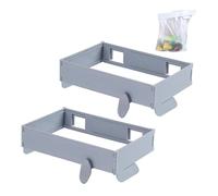 Générique Foldable Hanging Trash Bag Holder, No Drill Adhesive/Wall Mounted Garbage Rack, Space Saving Collapsible Waste Bin for Kitchen Cabinets Doors Cupboards (Grey-2pcs)