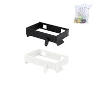 Générique Foldable Hanging Trash Bag Holder, No Drill Adhesive/Wall Mounted Garbage Rack, Space Saving Collapsible Waste Bin for Kitchen Cabinets Doors Cupboards (Black+White)