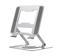 Générique Foldable Laptop Holder - Metal Adjustable Stand, Swivel Workstation Bracket, Tablet Support Device, 22 Lbs Weight Capacity | Office Desk Laptop Organizer, Suitable for Home Study Work Tasks