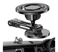 Générique Foldable Magnet Stand - 360 Degree Car Phone Holder with Rotation | Aluminum Alloy with Sleek Finish, Small Design, Adhesive Base, Mount for Dashboard Windshield Travel Home