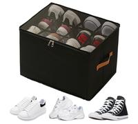 Générique Foldable Shoe Storage Box - Shoe Box with Compartments | Fabric Storage Boxes with Transparent Lid | Shoes Containers | Space Saving Sneaker Bin | Shoes Organizer Storâge for Closet Bedroom