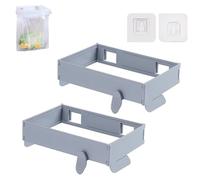 Générique Foldable Trash Bag Holder, New Space-Saving Foldable Trash Bag Holder, Hanging Waste Garbage Can Rack with Fixing Snap for Kitchen, Cabinets, Doors, Cupboards (Gray*2)