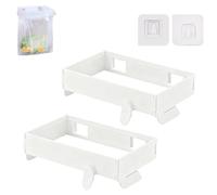 Générique Foldable Trash Bag Holder, New Space-Saving Foldable Trash Bag Holder, Hanging Waste Garbage Can Rack with Fixing Snap for Kitchen, Cabinets, Doors, Cupboards (White*2)