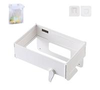 Générique Foldable Trash Bag Holder, New Space-Saving Foldable Trash Bag Holder, Hanging Waste Garbage Can Rack with Fixing Snap for Kitchen, Cabinets, Doors, Cupboards (White)