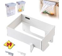 Générique Foldable Trash Bag Holder, Space-Saving Foldable Trash Bag Holder, Wall Mounted with Magnetic Closure No Drill, Collapsible Hanging for Kitchen Cabinet Doors Toilets Bathroom (White)