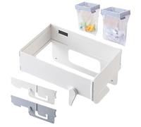 Générique Foldable Trash Bag Holder, Space-Saving Foldable Trash Bag Holder with Magnetic Closure, Hanging Waste Garbage Can Rack, for Cabinet Doors, Bathroom, Table Sides (White)