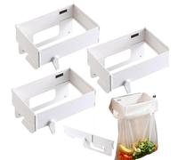 Générique Foldable Trash Bag Holder with Magnetic Closure, Wall Mounted Collapsible Space Saving Hanging Garbage Bag Rack for Kitchen, Cabinets, Doors, Bathroom, and Table Sides (3Pcs White)