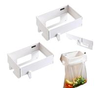 Générique Foldable Trash Bag Holder with Magnetic Closure, Wall Mounted Collapsible Space Saving Hanging Garbage Bag Rack for Kitchen, Cabinets, Doors, Bathroom, and Table Sides (2Pcs White)