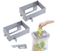 Générique Foldable Trash Bag Holder with Magnetic Closure, Wall Mounted Collapsible Space Saving Hanging Garbage Bag Rack for Kitchen, Cabinets, Doors, Bathroom, and Table Sides (2Pcs Grey)