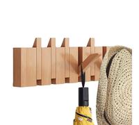 Générique Foldable Wooden Key Rack - 24 Inch Flip-Down Wall Mounted Hanger for Living Room, Space Saving Sculpture for Bedroom Mudroom, Heavy Duty Timber Peg Board for Scarves Jackets Backpacks