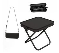 Générique Folding Camping Stool Portable Foldable Backpack Stool with Back Strap Lightweight Folding Chair Outdoor Indoor for Camping Hiking Travel Fishing Picnic BBQ (Black)