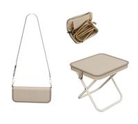 Générique Folding Camping Stool Portable Foldable Backpack Stool with Back Strap Lightweight Folding Chair Outdoor Indoor for Camping Hiking Travel Fishing Picnic BBQ (Kakhi)