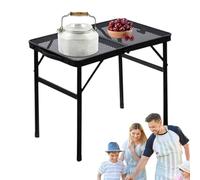 Générique Folding Camping Table, Outdoor Compact Folding Camp Tables, Heavy Duty BBQ Tools, Non Slip Tabletop and Adjustable Height, Ideal for Picnic, Beach, Fishing, 23.62x15.75x22.05 inch