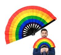 Générique Folding Fan - Rainbow Hand Fan | Rainbow Folding Hand Fâns | Rainbôw Hands Held Foldîng Fân | Chinese and Japanese Handheld Fân Dancing Fans | Fold Hands Fans for Party Favors