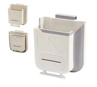 Générique Folding Hanging Kitchen Waste Trash Can, No-Drill Kitchen Cabinet Door Trash can, Collapsible Garbage Bin Under Sink, for Cabinet Doors and bathrooms (Gray,10L)