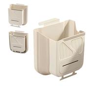 Générique Folding Hanging Kitchen Waste Trash Can, No-Drill Kitchen Cabinet Door Trash can, Collapsible Garbage Bin Under Sink, for Cabinet Doors and bathrooms (Beige,7L)