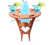 Générique Folding Picnic Table - 13.78 inches Portable Outdoor Desk | Lightweight Wine Table, Cup Holder Stand, Camping Accessory, Park Beach Lawn Garden Patio Balcony BBQ Gathering Travel Use