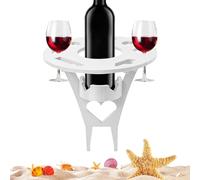 Générique Folding Picnic Table - Outdoor Wine Table with Cup Holder Compact Mini Picnic Beach for Park Beach Lawn Garden Backyard Patio Balcony BBQ Camping