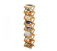 Générique Folding Shoe Rack - 8 Tier Vertical Slim Bamboo Shoe Storage Stand Foldable Space Saving Footwear Organizer No Assembly Rack for Home Room Dorm Durable Wooden Shoes Shelf