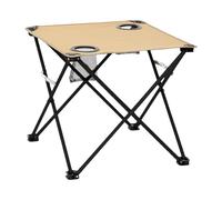 Générique Folding Table - Compact Lightweight Non-Slip Camping Table, Steel Frame 2 Built-in Cup Holders Portable Outdoor Camp Desk, Spill-Proof Easy-Fold Storage Carry Bag | for Fishing Lawn Patio