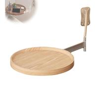 Générique Folding Table Wall Mounted Small Round Tray, Small Round Wall Desk Tray with Retractable Panel, Round Folding Floating Bedside Coffee Table, Shelf for Home Office Bar (Log Color)