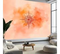 Générique Fond Aquarelle Avec Boussole Papier Peint Orange Clair Photo Peintures Murales, Salon Tv Canapé Thème Hôtel De Luxe Couloir Fond Mur Peinture Décor À La Maison 250 x 175 cm
