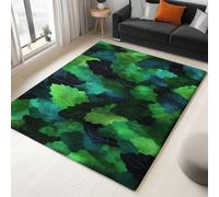 Générique Fond De Feuilles De Forêt Aquarelle Tapis de Salon - 160 x 230 cm, Poil Court Fin Doux Léger Résistant, Vert Tapis de Chambre Lavable en Machine pour Salle à Manger et Bureau Moquette