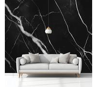 Générique Fond De Texture De Marbre Noir Papier Peint Noir Photo Peintures Murales, Salon Tv Canapé Thème Hôtel De Luxe Couloir Fond Mur Peinture Décor À La Maison 400 x 280 cm