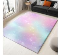 Générique Fond Dégradé Arc en Ciel Étoiles Tapis de Salon - 140 x 200 cm, Poil Court Fin Doux Léger Résistant, Couleur Tapis de Chambre Lavable en Machine pour Salle à Manger et Bureau Moquette