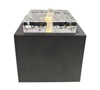 Générique Fontaine de Table USB avec contrôle réglable du Mouvement de | Base noire en forme de cube, bloc supérieur texturé transparent, veilleuse douce pour les espaces intérieurs peu