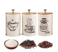 Générique Food Containers - Kitchen Canisters 3X Set 9.5x15.5cm, Sealing Storage | Wide Mouth Coffee Bin, Long-Lasting Pantry Supply, Practical Wedding Present, Decorative Holder, Counter Organ