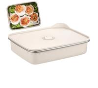 Générique Food Storage Box, 23.5x19.1x5.5cm Airtight Stainless Steel - All-Purpose Airtight Food Storage Containers | Rapid Cooling For Daily Outdoor Travel Family School Home Work Picnic Camping