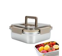 Générique Food Storage Container - 9 Inch Stainless Steel Lunch Box | Stainless Steel Preservation Box - Smell Proof Crisper Container with Folding Handle for Keeping Food Fresh at Home or on the Go