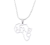 Générique For Africa shape Stainless Steel Map Pendant Necklaces Map Jewelry Gold Color Items for Bridal Women Man Party Gifts Earrings Sets Jewelry (Model 7)