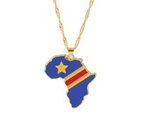 Générique For Africa Stainless Steel Map Gold Pendant Necklace,Fashionable and Versatile,for Men Women Brides and Grooms,Wedding Parties,Various Festivals (For Congo)