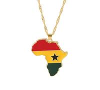 Générique For Africa Stainless Steel Map Gold Pendant Necklace,Fashionable and Versatile,for Men Women Brides and Grooms,Wedding Parties,Various Festivals (For Ghana)