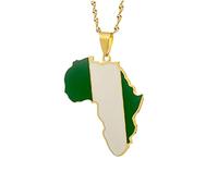 Générique For Africa Stainless Steel Map Pendant Necklaces Map Outline Jewelry Gold Color Items for Bridal Women Man Party Gifts Earrings Sets Round Ball Jewelry (For Nigeria 4)