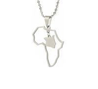 Générique For Africa Stainless Steel Map Pendant Necklaces Map Outline Jewelry Gold Color Items for Bridal Women Man Party Gifts Earrings Sets Round Ball Jewelry (For Kenya2)