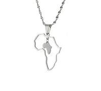 Générique For Africa Stainless Steel Map Pendant Necklaces Map Outline Jewelry Gold Color Items for Bridal Women Man Party Gifts Earrings Sets Round Ball Jewelry (For Africa 2)